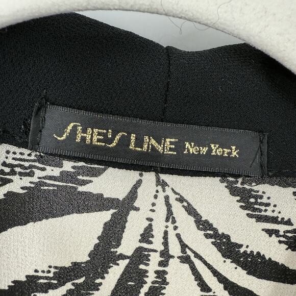 She's Line New York Chiffon Kimono Topper size 14 Beige Black Leaf Print Artsy - Picture 6 of 9